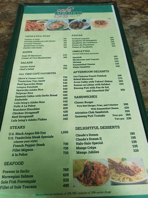 cafe adriatico menu|adriatic menu.